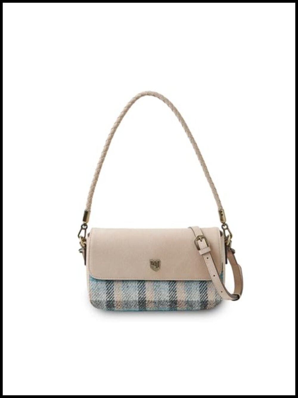 Harris Tweed & Leather Clutch Bag with Detachable Strap